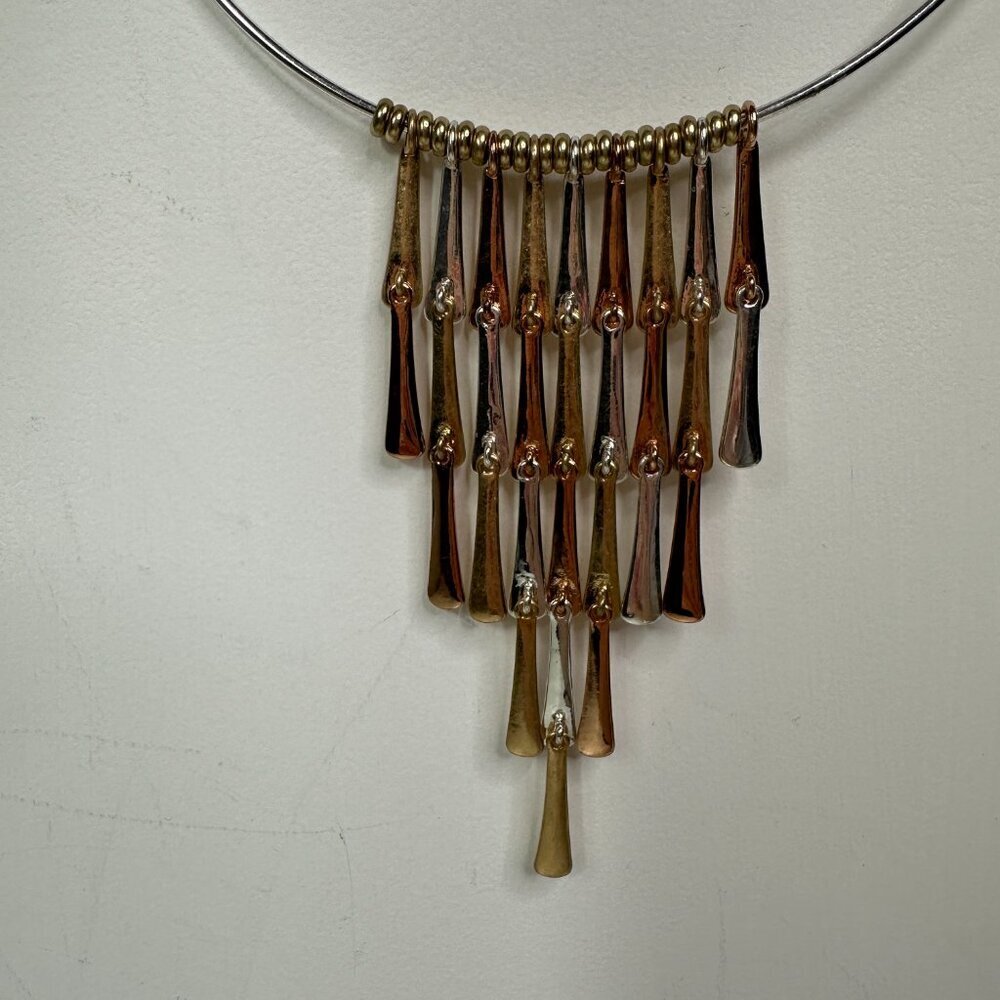 New Robert Lee Moris Soho Necklace With Multi Tone Dangling Cone Accents - Picture 13 of 14
